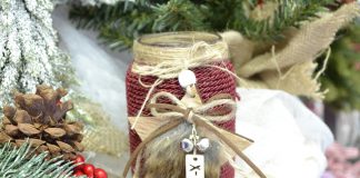 χειροποίητες κατασκευές: χριστουγεννιάτικο diy βαζάκι με κορδόνι
