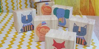 Ξύλινα κουτιά με ζωάκια για δωράκια baby shower